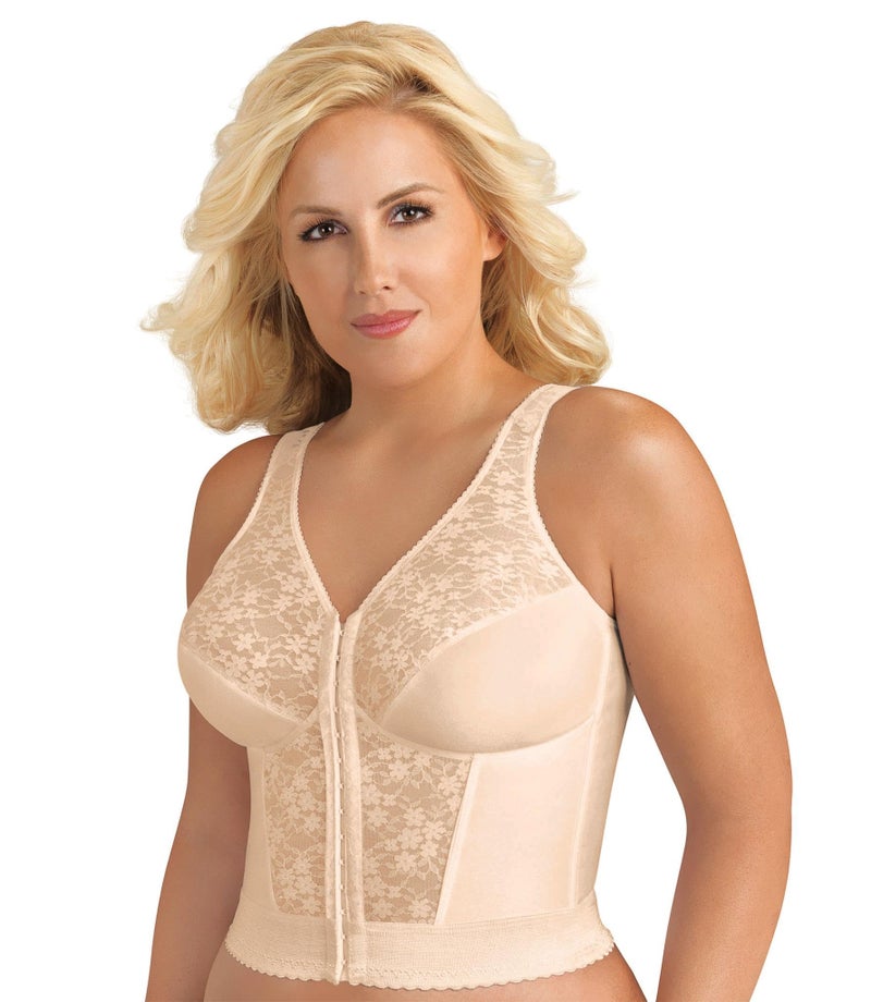Exquisite Form womens Fully Front Close Longline Lace Posture Bra, Rose Beige, 40DD US - Image 1